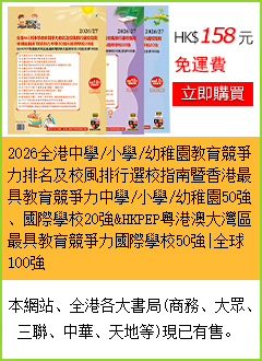 2024/25香港最具教育競爭力中學/小學/幼稚園50強暨全港中學/小學/幼稚園教育競爭力排名指南&全港中學/小學/幼稚園校風排行